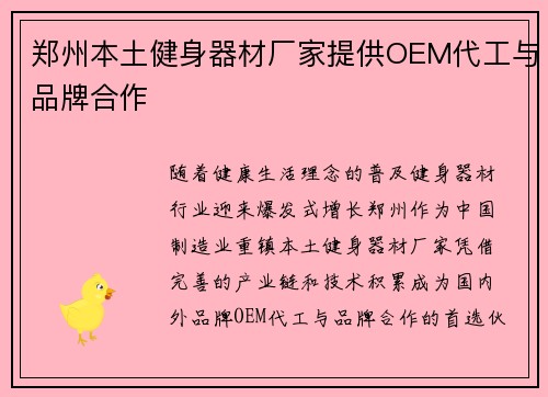 郑州本土健身器材厂家提供OEM代工与品牌合作